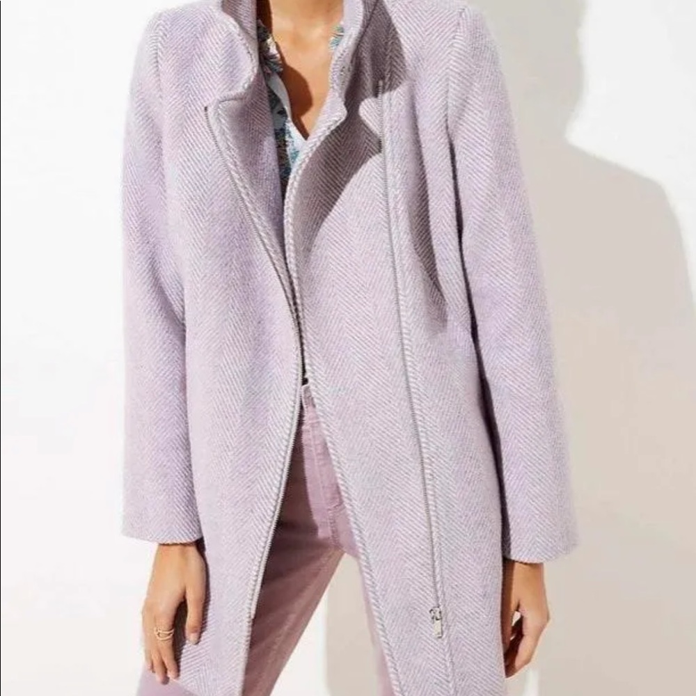 Loft Lilac Herringbone Moto Coat